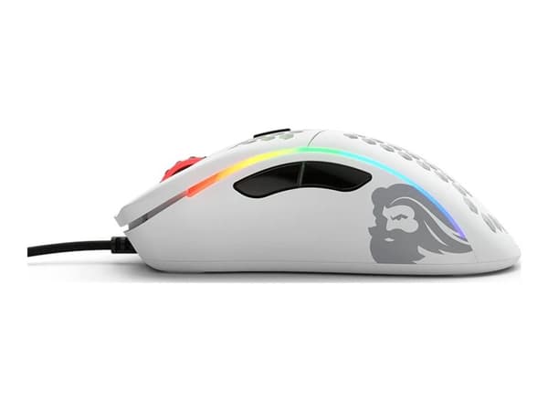 Glorious Model D - Mus - optisk - 6 knapper - kablet - USB 2.0 - matt hvit