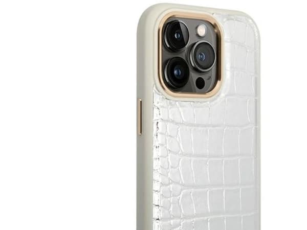 Guess Croco Collection-skal för iPhone 14 Pro 6,1" - silver