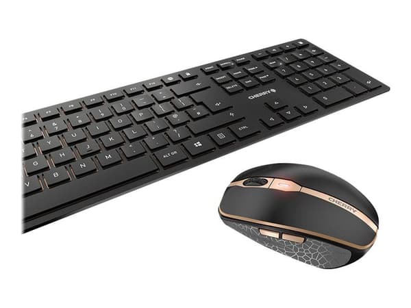 CHERRY DW 9100 SLIM, Langaton, RF Wireless + Bluetooth, Musta, Sisältää hiiren