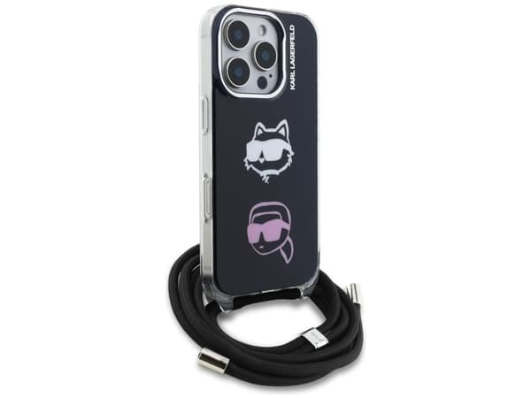 Karl Lagerfeld IML crossbody head case til iPhone 16 Pro - sort