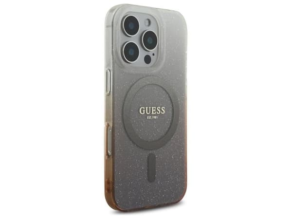 Guess IML Glitter Gradient MagSafe iPhone 16 Pro-deksel - brun