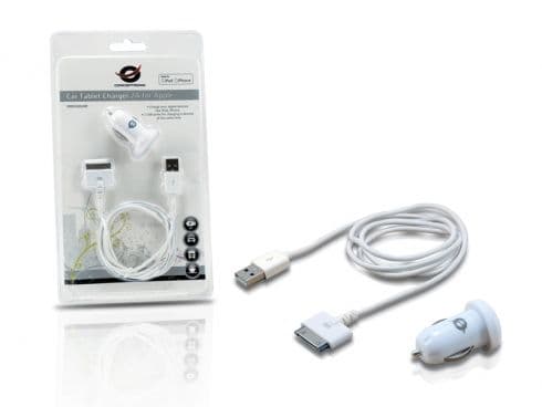 Conceptronic CUSBCAR2ASET Apple Cable with Car Tablet Charger [2A]