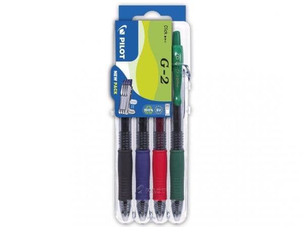 Pilot G-2 Gelpen m/klik Set-2-Go 0,7 mm Basic ass. farver