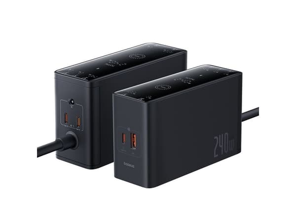 Baseus Digital GaN vegglader 240W (3xUSB-C + 1xUSB-A) - svart
