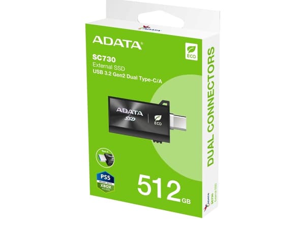 ADATA - SSD - 512 GB - ekstern (USB-C kontakt)