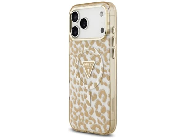 Guess Leopard Glitter MagSafe-deksel til iPhone 17 Pro Max - Brun