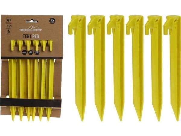 Redcliffs tältspett 23 cm, komplett set. 6 st plast Redcliffs
