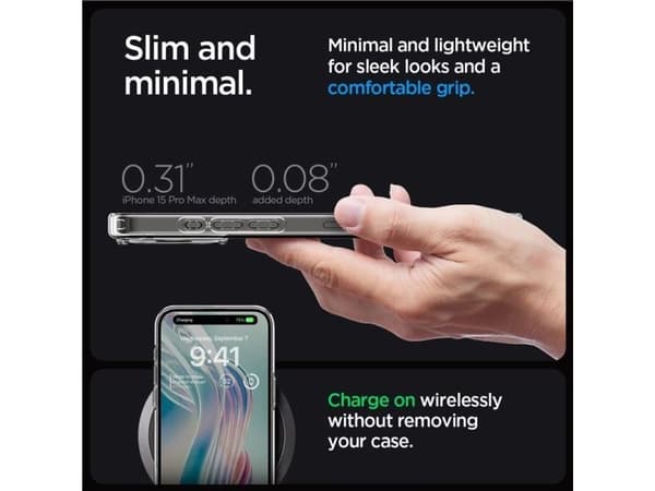 Hurtel Spigen Crystal Hybrid-deksel til iPhone 15 Pro Max - klar