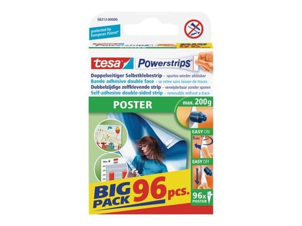 Tesa Powerstrips Poster - Monteringsbindemedel (paket om 96)