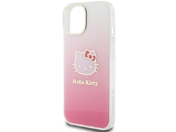 Sourcing Hello Kitty HKHCP15SHDGKEP hardt etui iML gradient electrop Kitty Head til iPhone 15/14/13 6,1" rosa/rosa