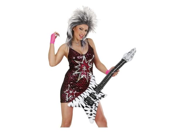 Uppblåsbar vit zebragitarr
