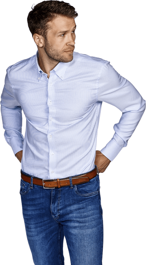 BUTTON DOWN SLIM - oxford-stripe - BLUE