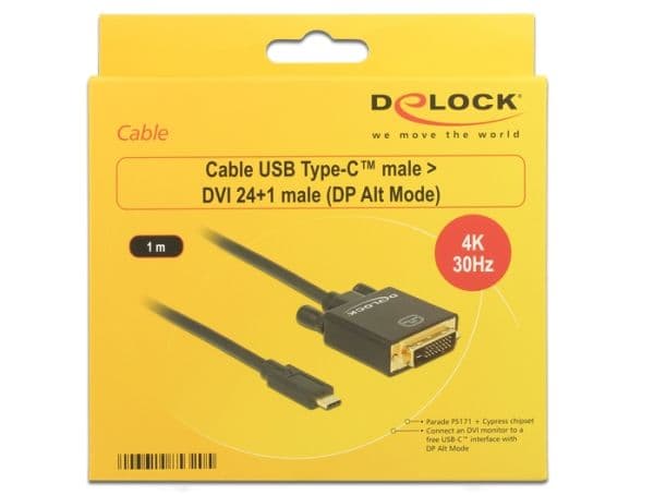Delock - Extern videoadapter - Parade PS171 - USB-C - DVI - svart - detaljhandel