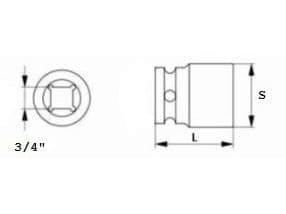 JONNESWAY SLAGSTØTTE LANG 3/4" 46mm CR-MO