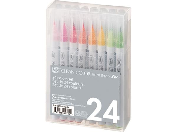 Zig Clean Color Pensel Pen m/24 stk. (sæt)