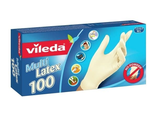 Vileda Multi Latex 100 engångshandskar beige, 100 st
