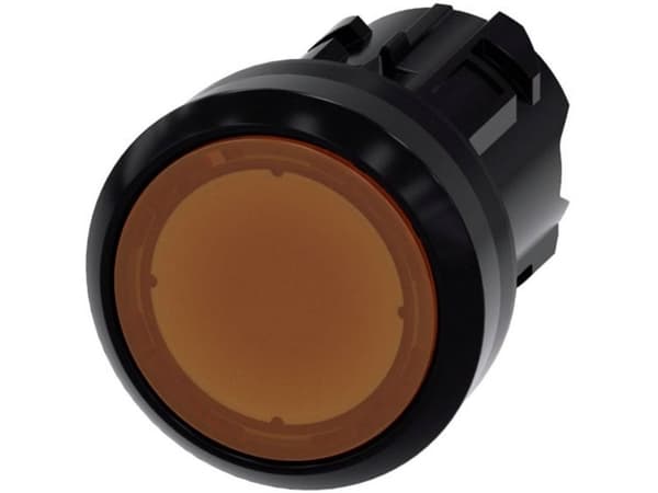 Lys tryckknapp 22 mm rund plast, orange knapp