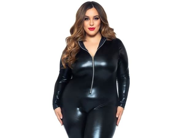 Wetlook catsuit-kostym Plus