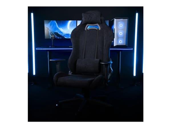 Arozzi Torretta Soft Fabric - Spelstol - ergonomisk - armstöd - T-formad - lutning - svängtapp - polyester - pure black