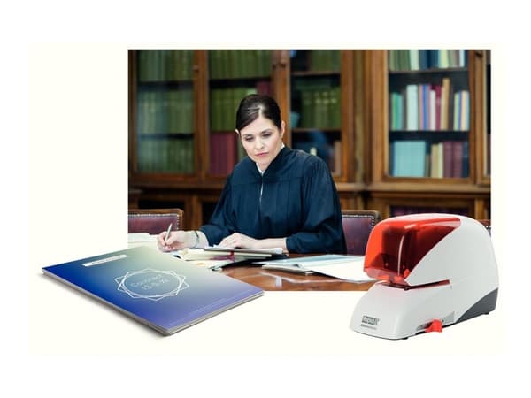 Elektrisk häftapparat, Rapid 5050E, 50 ark, vit/orange