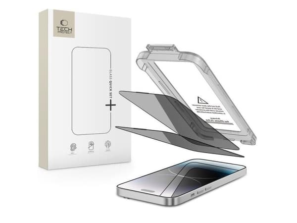 "Tech-Protect Quick Set Spy+ Privacy Glass for iPhone 14 Pro, 2 stk. per pakke