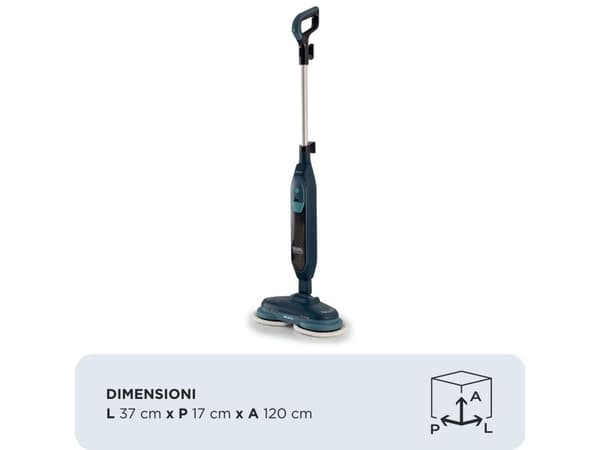 Ariete 4178/00, Dampmopp, 0,35 l, Blå, Rotasjon, 5 m, CE