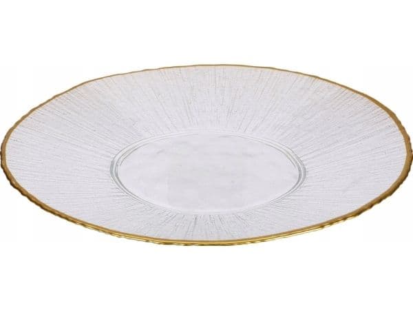 Ukjent fat/form, gull/hvit, 28 cm