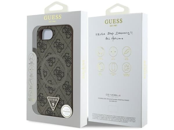 Guess 4G Ring Triangle Logo MagSafe-etu til iPhone 16e - Brun