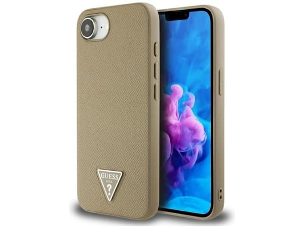 Guess Grained Triangle MagSafe-etui til iPhone 16e – brun