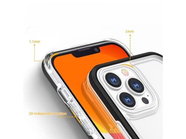 Clear 3-i-1 deksel til iPhone 14 Pro Max silikondeksel med ramme - blå