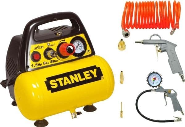 ÖLJYTÖN KOMPRESSORI 6L+PNEUMAATTINEN SARJA STANLEY