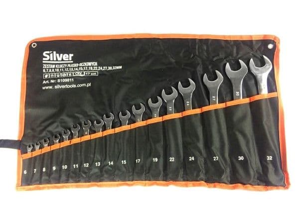 Silver åpen-ringnøkkel 17 stk./SILVER