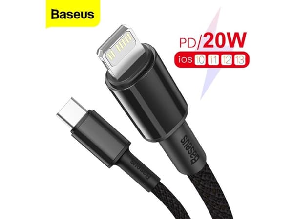 Baseus CATLGD-01, 1 m, Lightning, USB C, Hankjønn, Hankjønn, Sort