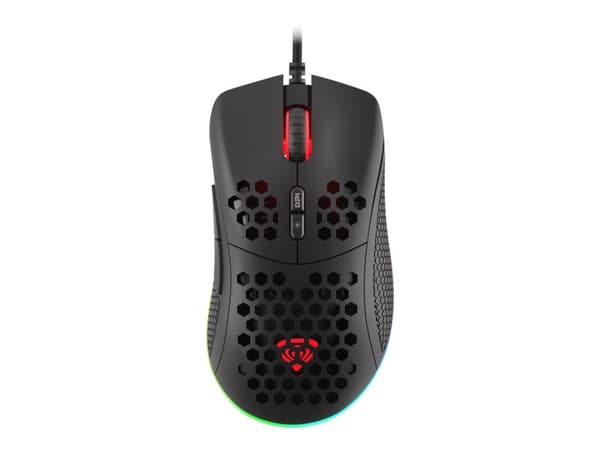 Natec Genesis Krypton 555 - Mus - ergonomisk - optisk - 7 knapper - kablet - USB - svart