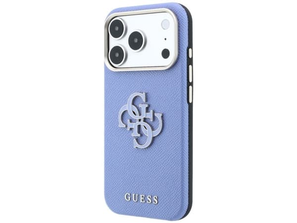 Etui Guess Grained & Big Resin Logo do iPhone 18 Pro / 17 Pro niebieski