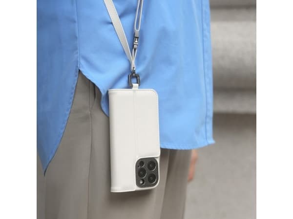 Moshi Overture MagSafe - 3-i-1 lærveske for iPhone 15 Plus (Eggnog White)
