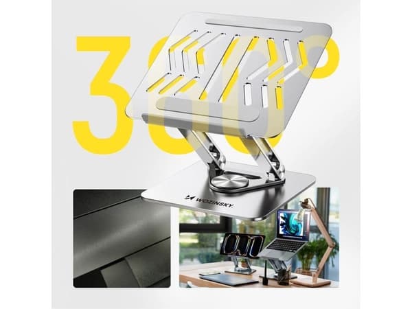 Wozinsky laptopställ 360° silver + ställ för telefon