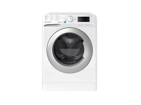 Indesit BDE 76435 WSV EE, Front-load, Freestanding, White, Left, Silver, Buttons, Rotary