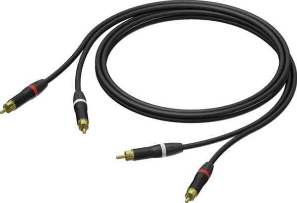 PROCAB PRA800/1.5, 2 x RCA, Hankjønn, 2 x RCA, Hankjønn, 1,5 m, Sort