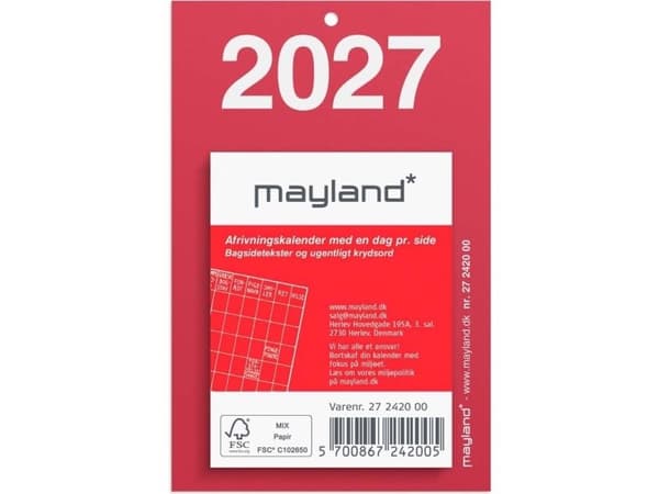 Liten rivningskalender m/baksidestext 2027