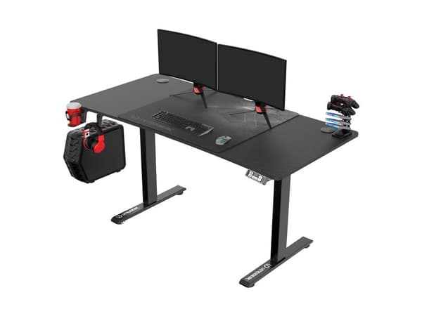 Ultradesk Level V2, Rett, Rektangulær form, Stål, Spilling, Sort, Sort