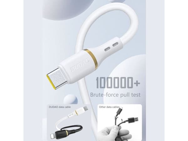 Dudao L25C USB-C - USB-C silikonkabel 60W 1m - vit