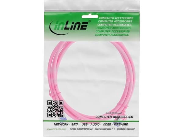 InLine® patchkabel Slim Cat.6A S/FTP TPE (LSZH) flexibel PoE magenta 5 m