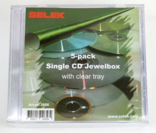Selek cd-box med bricka 5-pack transparent