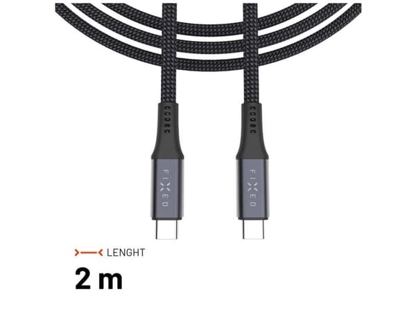 FIXED FIXDBP-CC2-GR, 2 m, USB C, USB C, USB 2.0, 20 Gbit/s, Harmaa