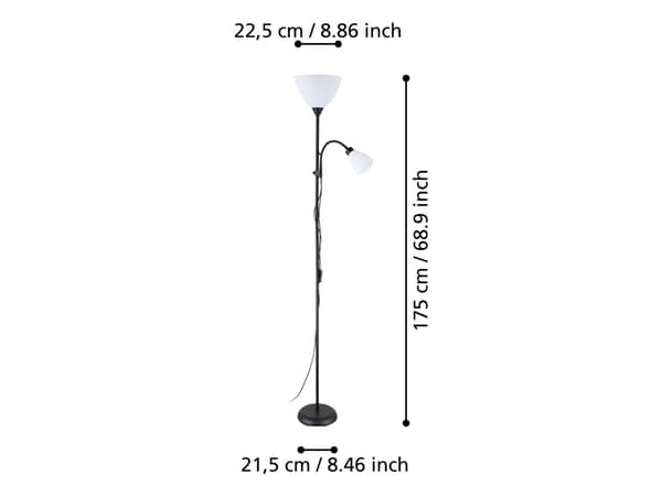 EGLO MONTANINI-E gulvlampe H1760 E27/E14 sort