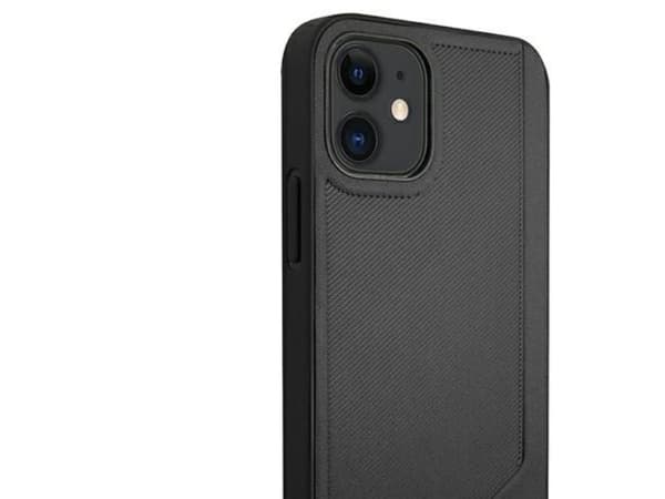 BMW lærpreget etui til iPhone 12 mini - svart