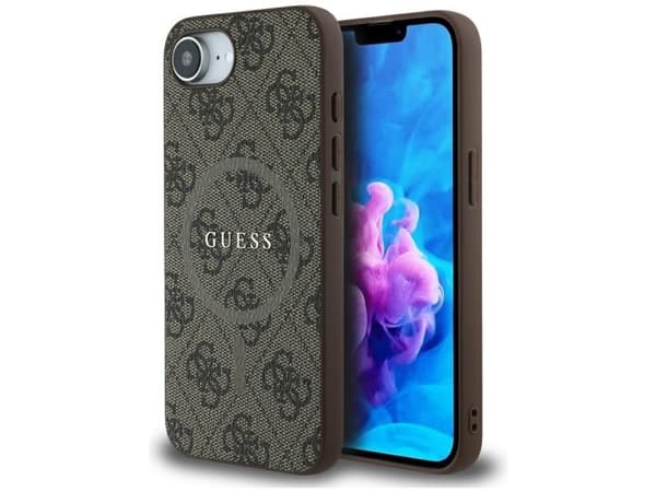 Guess PU Leather 4G Colorful Ring MagSafe-deksel til iPhone SE4 Brun