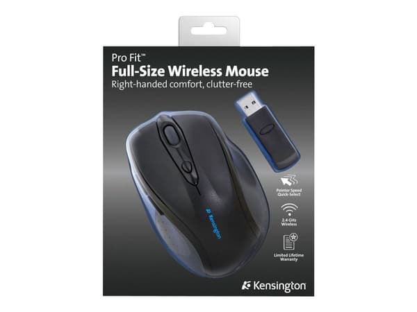 Mus kensington pro fit, trådlös, sort