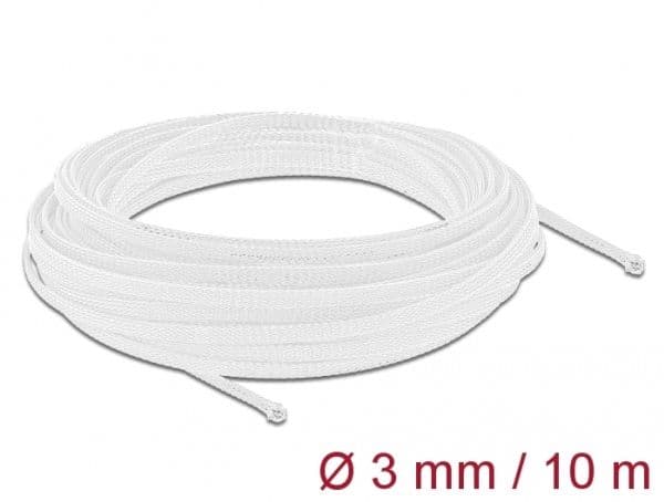 Delock Braided Sleeving stretchable - Utvidgningsbart inflätat kabelfodral - 10 m - vit